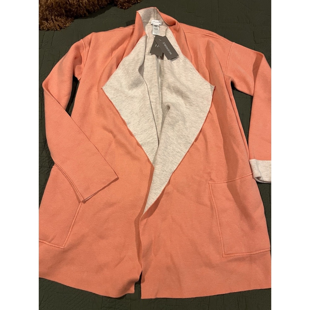 J Jill Women's Cardigan Medium Coral And Gray Color NWT Msrp $119 Reversible